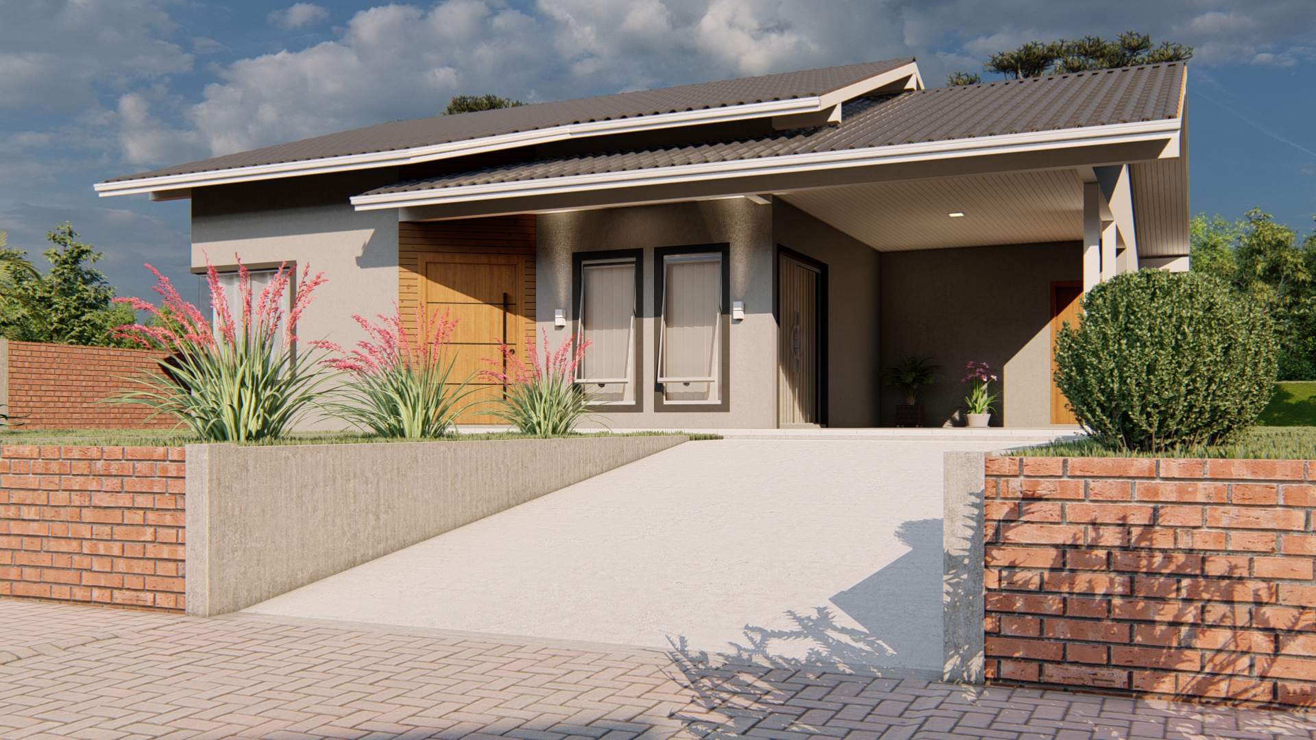 Projeto de casa moderna em Mafra SC - 96.45m²